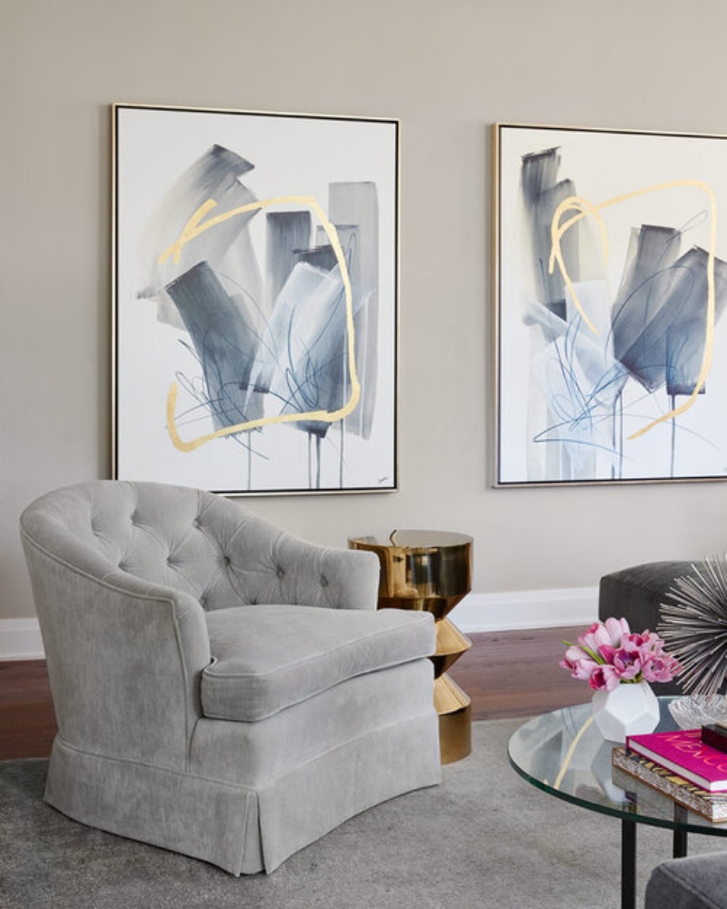 Living Room Interior Design with Upholstery Fabric Armchair by Edyta Czajkowska