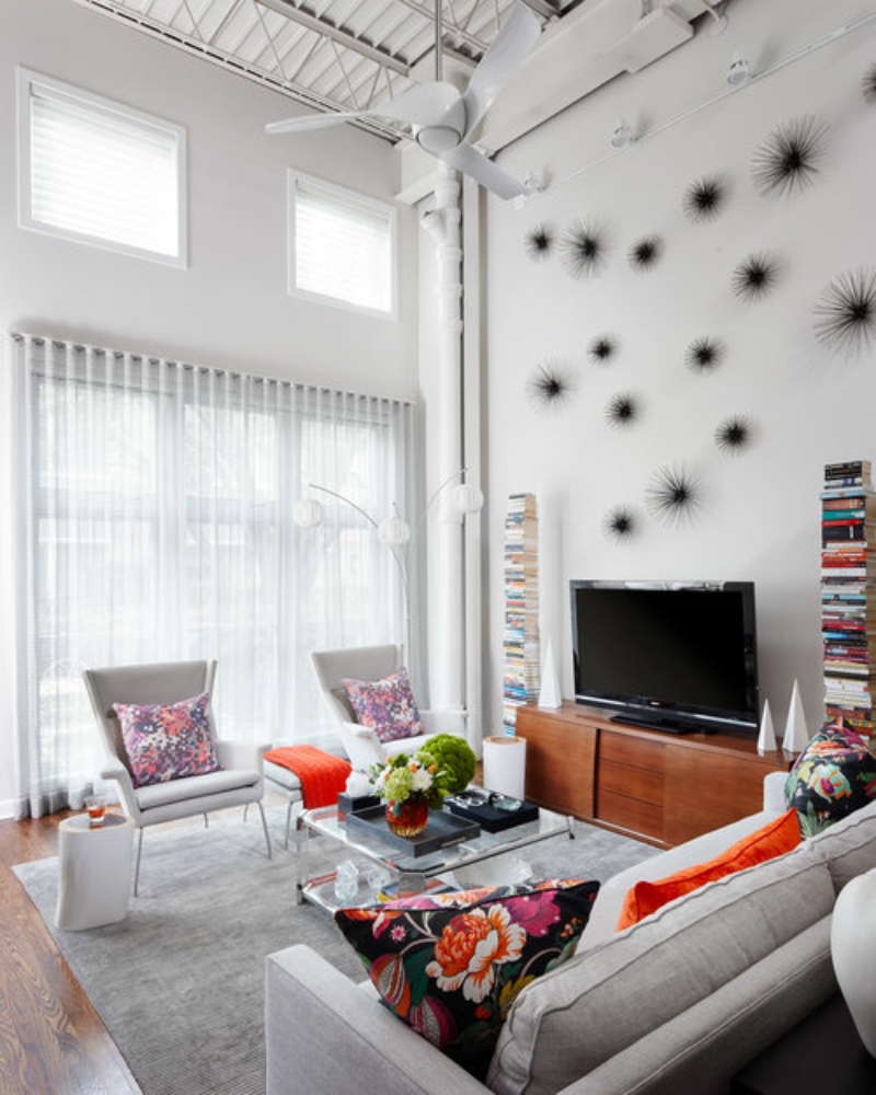 Eclectic Living Room Interior Design with Upholstery Fabric Sofas by Edyta Czajkowska