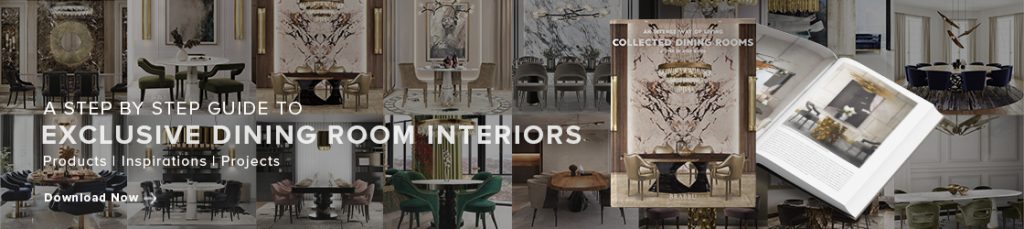 Banner of a step by step guide to exclusive dining room interiors. Here you can find: products, inspirations and projects