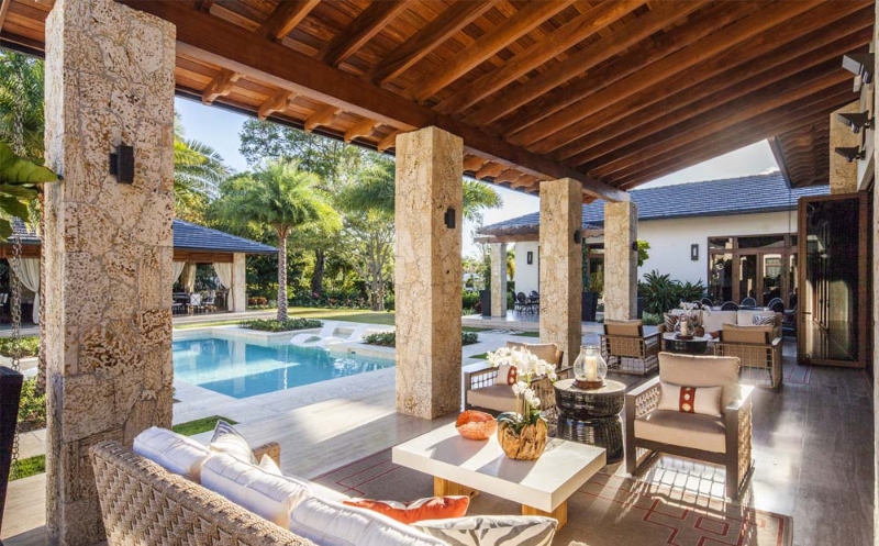 A tropical oasis with outdoor terraces that are as practical as the interior areas creates a modern yet relaxing atmosphere that is ideal for its Miami location.