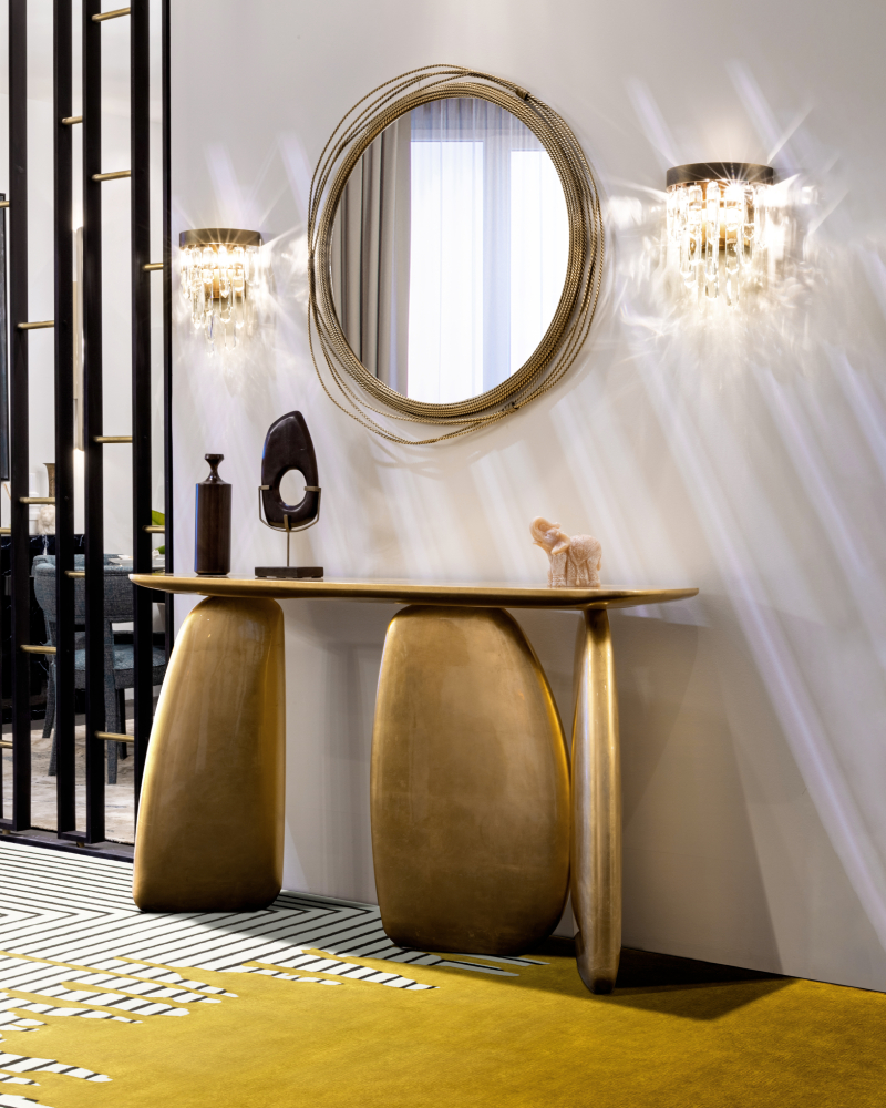 Inspired by the look of our modern hallway design with golden ARDARA Console.