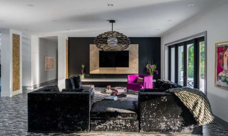 BRYNWOOD ESTATE: This is a black bold living room of a Dwayne Bergmann Interiors Project.