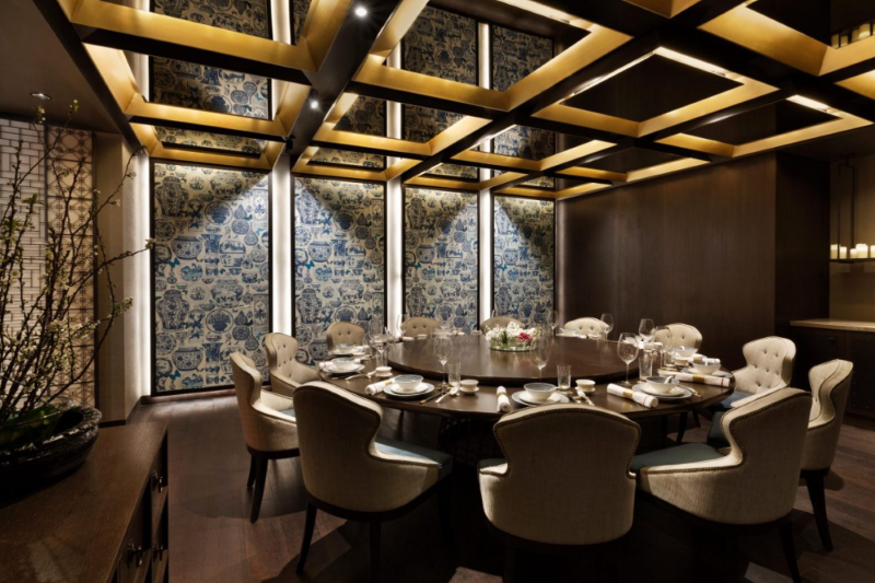 Best Upholstered Restaurant Chairs from Stickman Tribe Projects - Shang Palace - Modern Beige Chairs