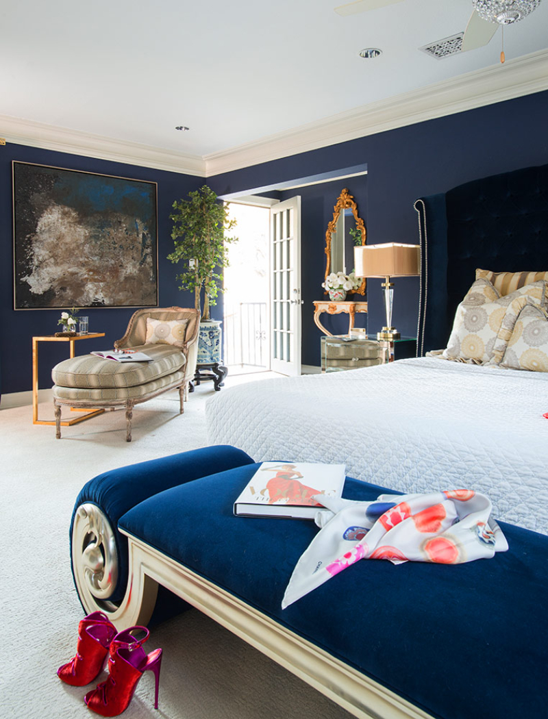 Betsy Homan Interior Design: Upholstered Furniture Inspiration. In this bedroom there are two upholstered ottomans.